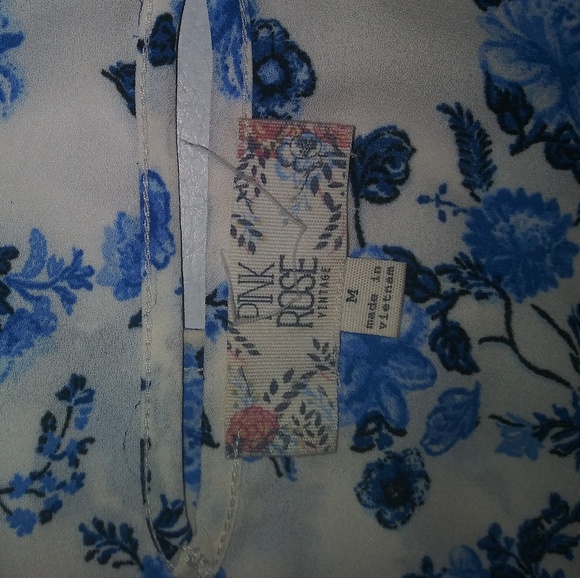 Blue & White sleeveless floral blouse - Picture 5 of 8